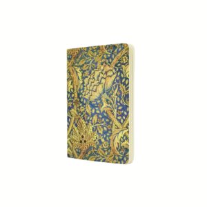 Notitieboek met blauw-gouden bloemenpatroon op de voorkant