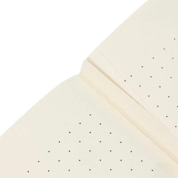 Open notitieboek met dot-grid pagina's op witte achtergrond