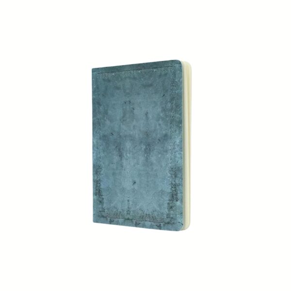 Blauw notitieboek met gestippeld raster en beige rand