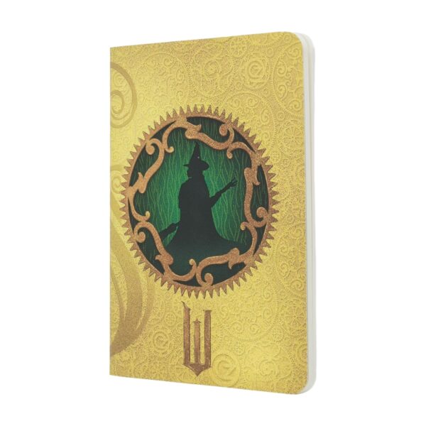 9781408765074 Magic Unleashed - Dot Grid - A6 - Front Gele notitieboek met magisch silhouet en gouden ornamenten op de voorkant