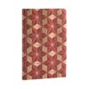 Notitieboek met rood-goud geometrisch patroon op de kaft