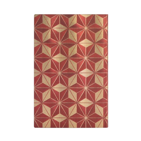 Notitieboek met rood-gouden geometrisch patroon op de kaft