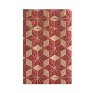 Notitieboek met rood-goud geometrisch patroon op de cover