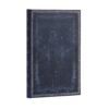 Donkerblauw notitieboek met goudkleurige randen en versleten uitstraling