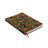 9781439797419 Wild Flowers - Dot Grid - Midi - Angle Notitieboek met kleurrijk bloemenpatroon op zwarte achtergrond