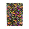9781439797419 Wild Flowers - Dot Grid - Midi - Front Notitieboek met kleurrijk bloemenpatroon op zwarte achtergrond
