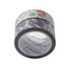 Washi tape met bloemen- en geometrisch patroon op witte achtergrond