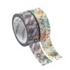 Twee rollen washi tape met kleurrijke patroonontwerpen op witte achtergrond