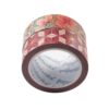 Rol washi tape met bloemen- en geometrisch patroon op witte achtergrond