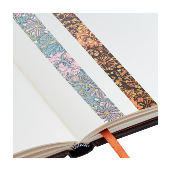 Twee rollen washi tape met bloemmotief op open notitieboek