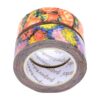 Rol washi tape met kleurrijk schilderijmotief op witte achtergrond