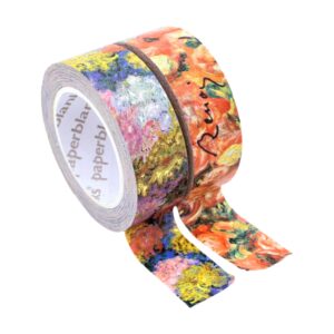 Washi tape met kleurrijk schilderijmotief en handtekening van Renoir