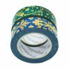 Twee rollen washi tape met blauw-groene bloemenpatronen en goudkleurige details