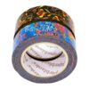Twee rollen washi tape met bloemen- en dierenpatronen op witte achtergrond