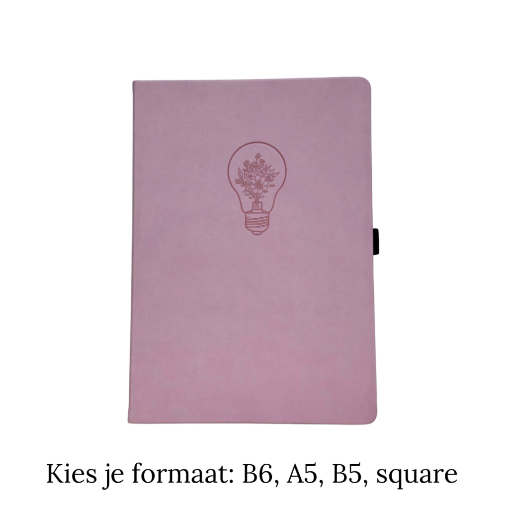 Lichtroze notitieboek met bloemenlamp-ontwerp op de voorkant