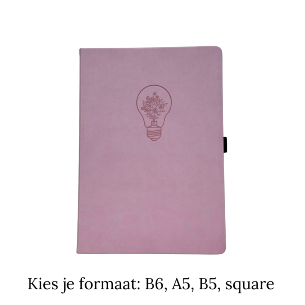 floral-light_vintage-pink Lichtroze notitieboek met bloemenlamp-ontwerp op de voorkant